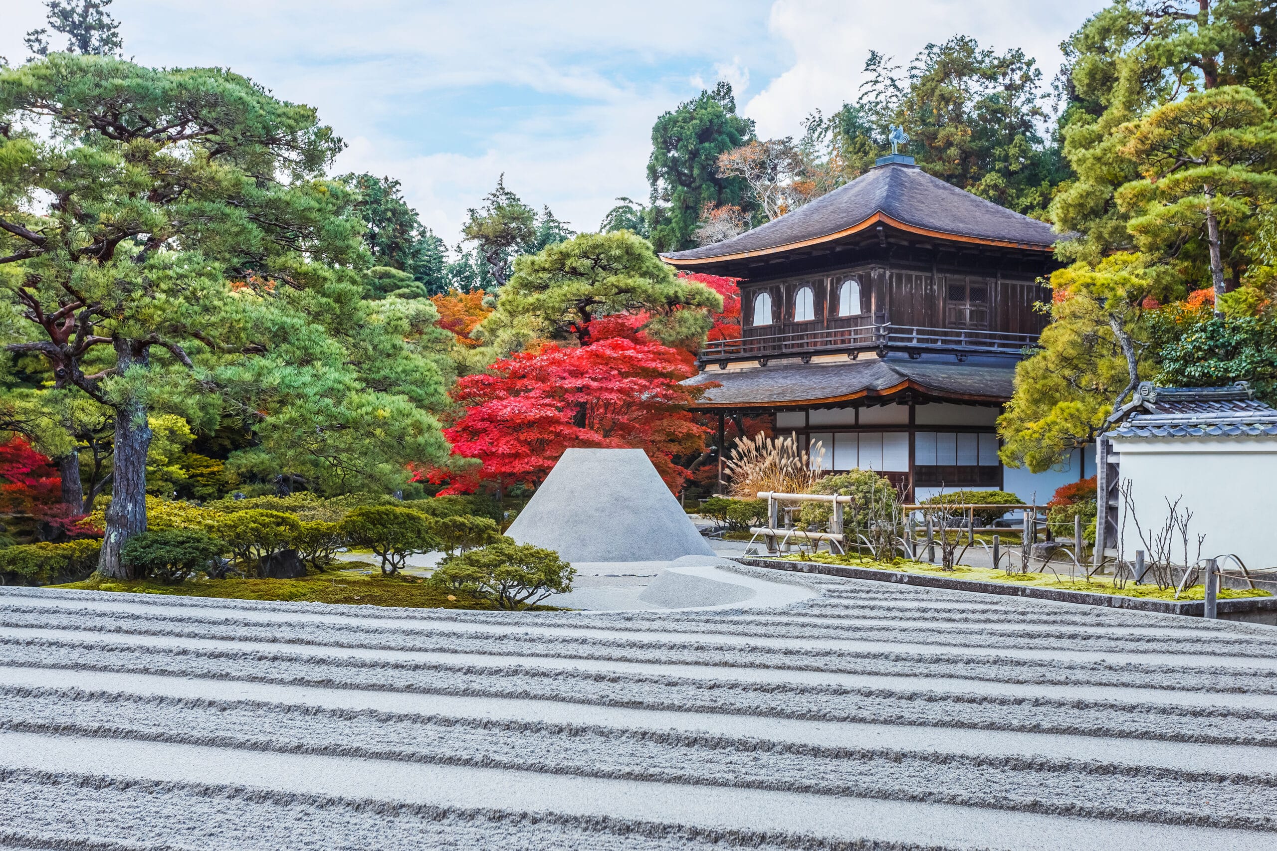 Kyoto, Japan - November 20 2013: Ginkaku-ji is a Zen temple officially named Jisho-ji, built by Ashikawa Yoshimasa to serve as resting place of Shogun